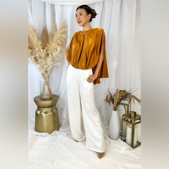 AMANDA UPRICHARD Odessa Silk Top In Antique Bronze | size XS - Picture 12 of 14